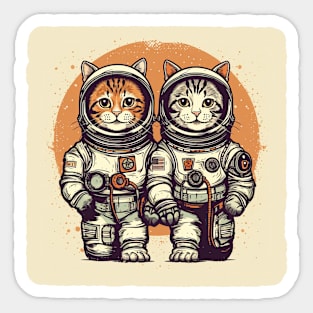 Two Astronaut Cats Sticker